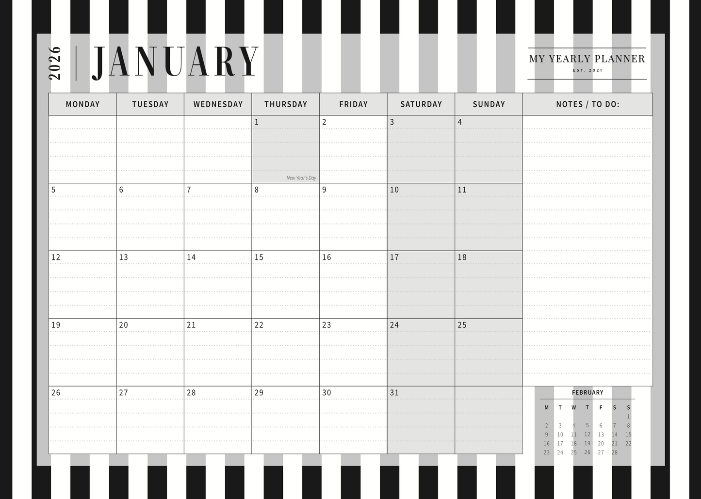 The Classic Desktop Calendar 2026 — Timeless. Sleek. Organised.