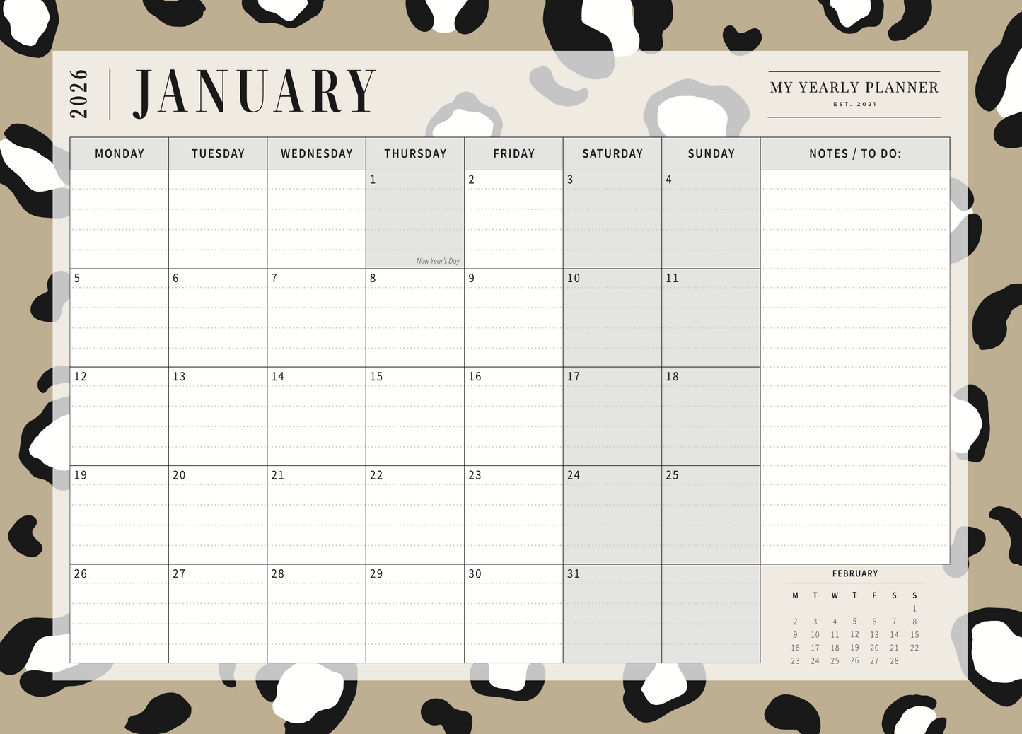 The Fierce Desktop Calendar 2026 — Stay fearless. Plan boldly.